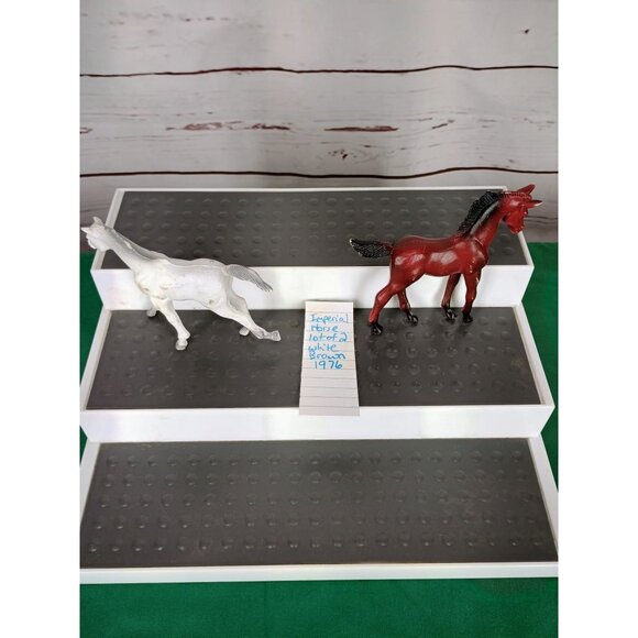 Vintage 1976 Imperial Horse Lot Of 2 Brown‎ And White - Picture 4 of 8
